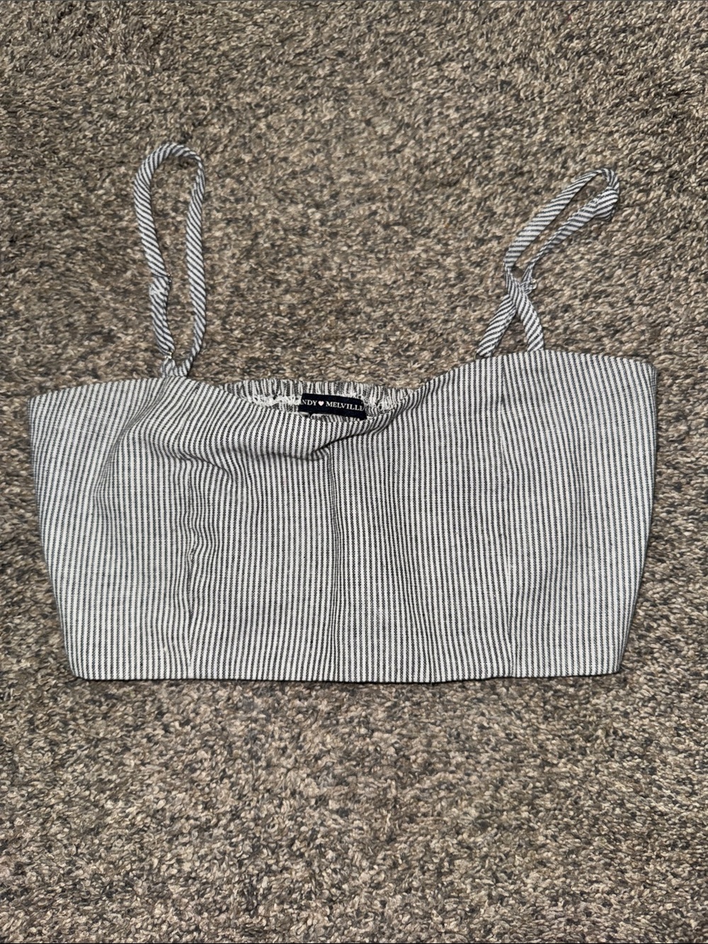 Brandy Melville Black and White Pinstripe Cropped Cami Sz Small Estimated.